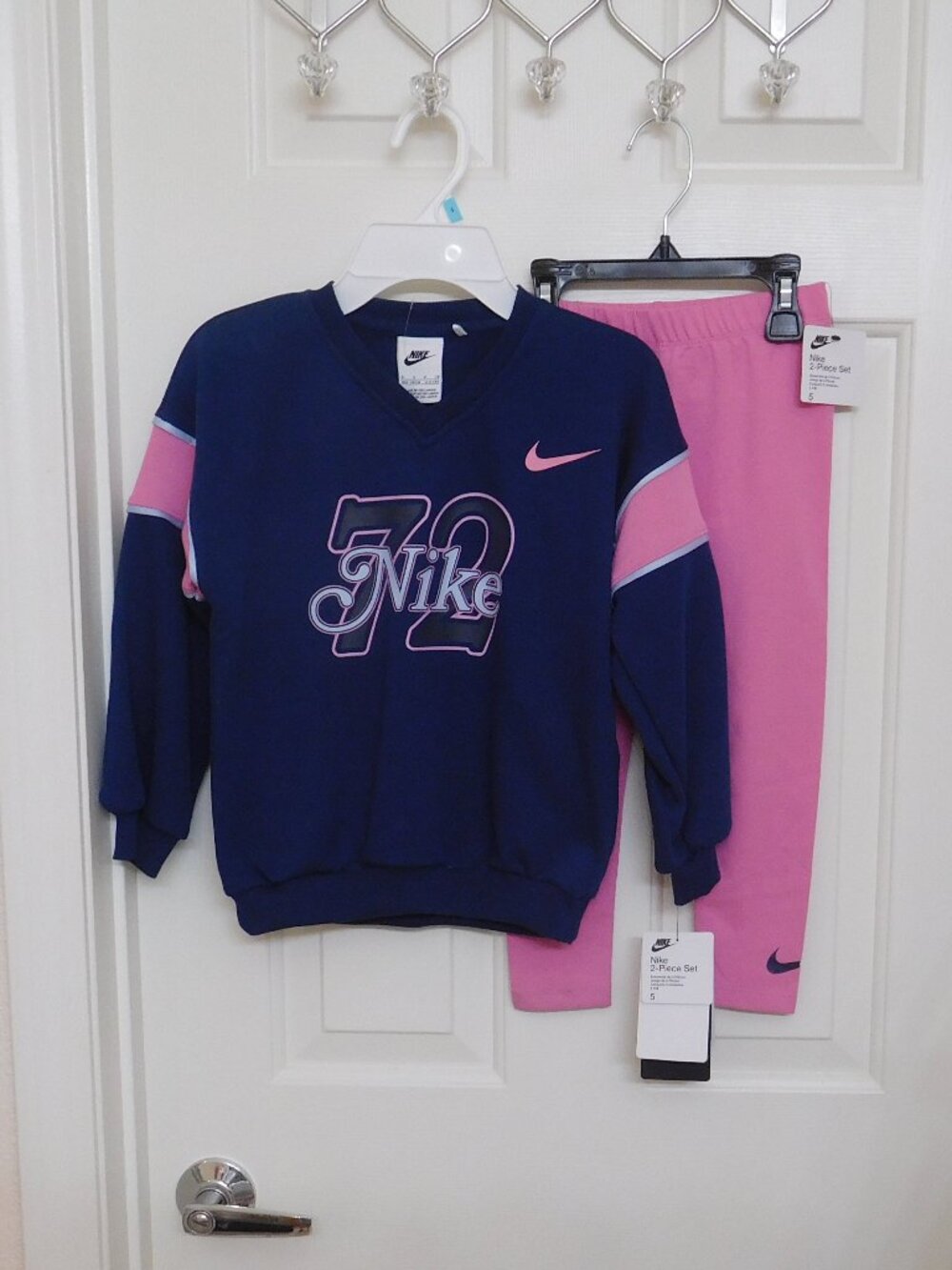 NWT 2pc Nike Navy Blue Pink Sweatshirt & Pink Leggings Set sz 5